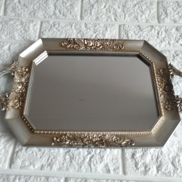Royal  rectangular Silver and bronze mirror tray new without tag - Picture 5 of 5
